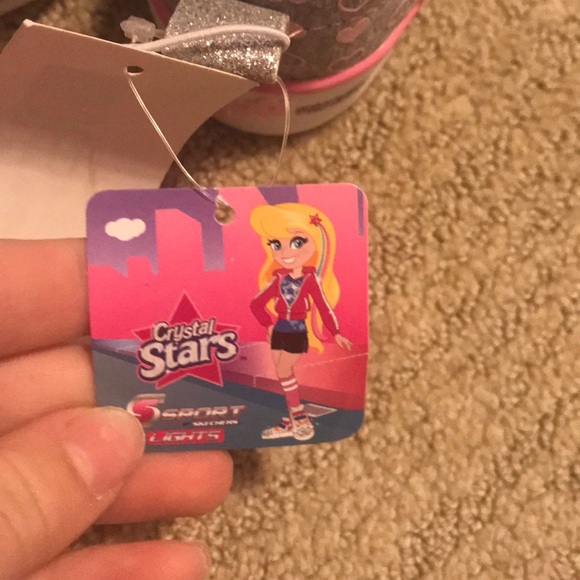 SKETCHERS TWINKLE TOES(CRYSTAL STARS) PINK/GREY - Picture 7 of 9